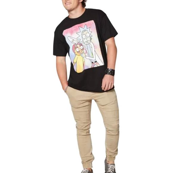Spencers Rick and Morty Men's Large Black Short Sleeve Graphic Crew Neck T-Shirt - Picture 1 of 8